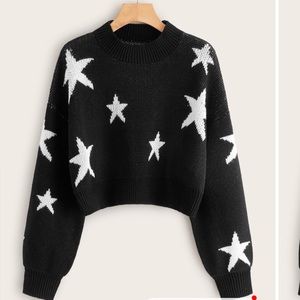 SHEIN Star Drop Shoulder Crop Sweater